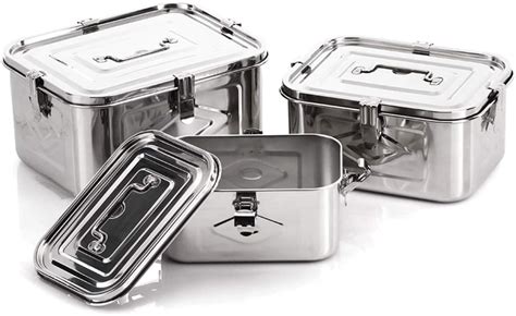 Amazon.com: Stainless Steel Rectangular Food Storage Container (3Set): Kitchen & Dining