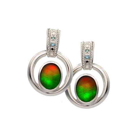 Luminous Ammolite Earrings in Sterling Silver - Alaska Jewelry