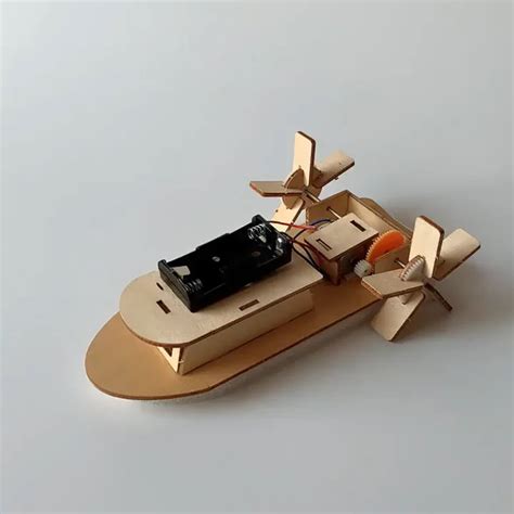 New Children Diy Electronic Wooden Boat Toys For Child Educational Boat ...