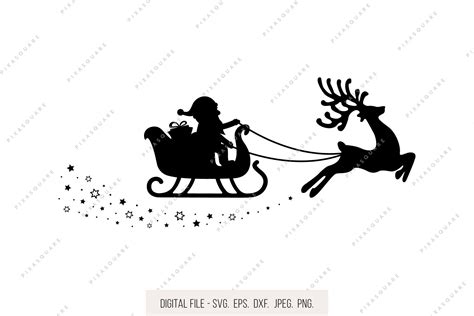 Santa Claus Sleigh SVG, Christmas SVG File, Holiday Clipart, Reindeer ...