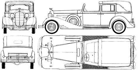 Cadillac V-16 town car 1933 Blueprint - Download free blueprint for 3D modeling