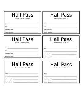 Hall Pass Template | Hall pass, Teacher templates, Templates