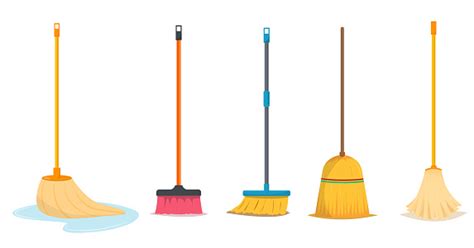 Mop And Broom For Cleaning Stock Illustration - Download Image Now - iStock