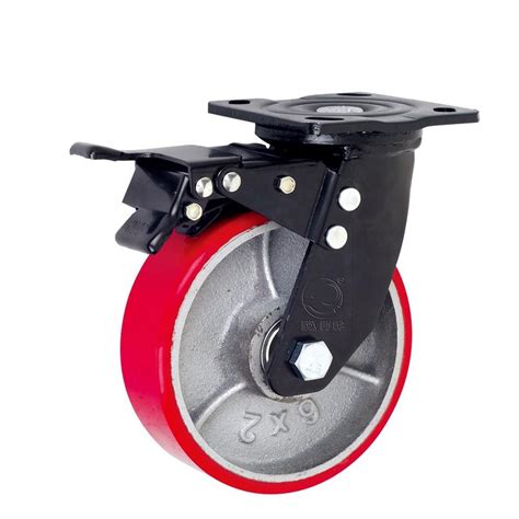 6 Inch Heavy Duty Iron PU 500kg Industrial Cast Iron Caster Wheel With ...