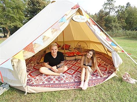 Dream House Diameter 4m Outdoor Luxury Cotton Canvas Family Camping Bell Tents with Stove Hole ...