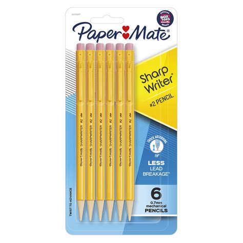 Paper Mate SharpWriter Mechanical Pencils, 0.7mm, HB #2, Yellow, 6 ...