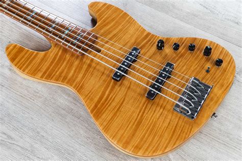 Sire V10 2nd Gen Bass Guitar, 5-String, Roasted Flame Maple Fingerboard, NT Natural