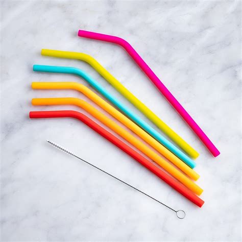 JOIE ECO-FRIENDLY REUSABLE DRINKING STRAW "SILICONE" SET/7 MULTI COLOUR ...