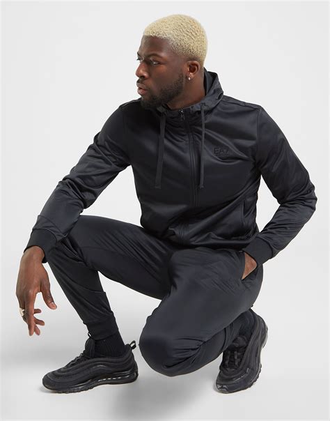 Koop Zwart Emporio Armani EA7 Poly Hooded Tracksuit | JD Sports