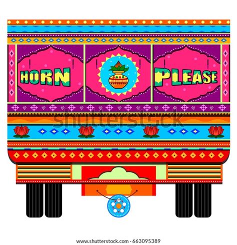 Vector Design Truck India Indian Art Stock Vector (Royalty Free) 663095389