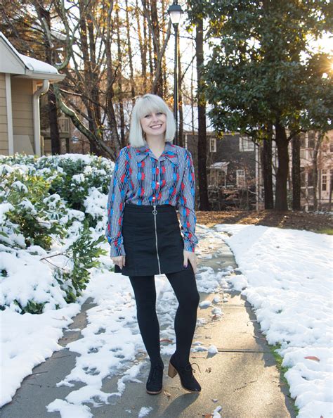 Outfit: Vintage 70s Button Down and Black Zippered Mini Skirt