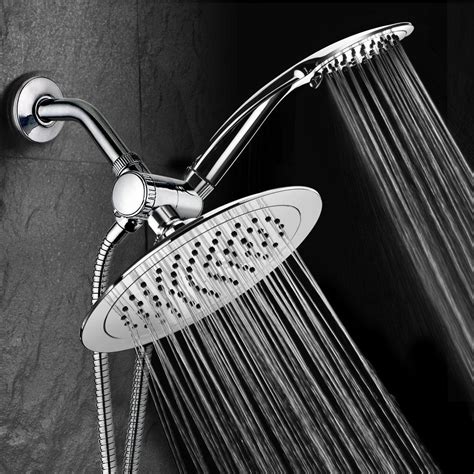 5-spray 8 in. Dual Shower Head and Handheld Shower Head with Waterfall ...