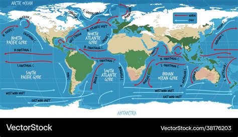 Ocean Current World Map With Names Royalty Free Vector, 44% OFF