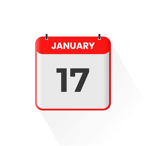 17th January calendar icon. January 17 calendar Date Month icon vector ...