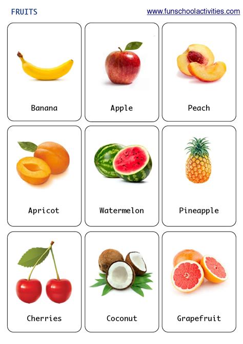 Printable fruits flashcards. | Food flashcards, Fruits for kids ...