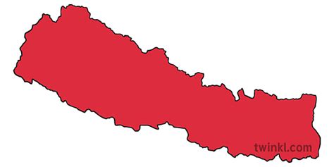 Map Outline of Nepal Country Shapes Flag Continents KS1 Illustration - Twinkl