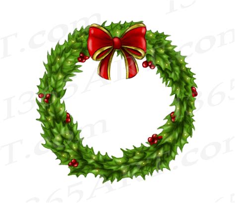 Holly Wreath Clipart, Watercolor Wreath Clip Art Graphic - I 365 Art