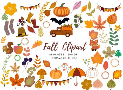 Fall Clipart Autumn Clipart Fall Png Orange Clipart - Etsy Israel