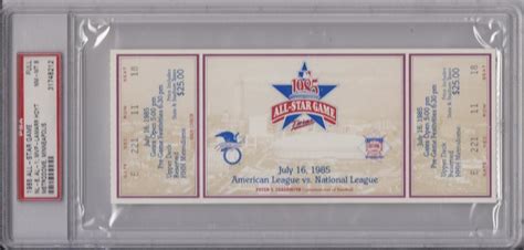 1985 Baseball All - Star Game Full Ticket PSA - 8 Highest Grade ...