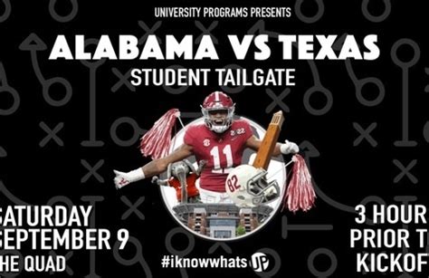 Alabama vs. Texas Student Tailgate (University Programs) - The University of Alabama