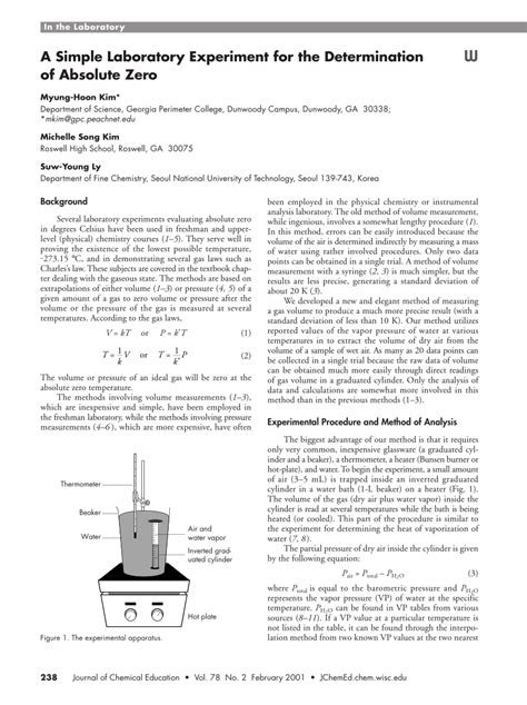 (PDF) A Simple Laboratory Experiment for the Determination of Absolute Zero