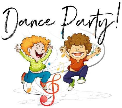 Two boys dancing and words dance party 520860 Vector Art at Vecteezy