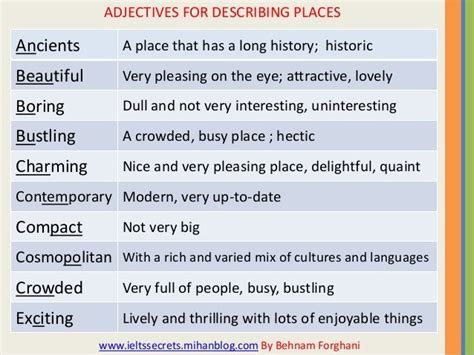 Adjectives For Describing Places