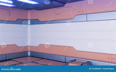 Sci-Fi Space Station Corridor Interior 3d Rendering Stock Illustration ...