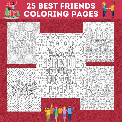 25 Printable Friendship Coloring Pages Bundle, Best Friend Quote Printables, Friendship Coloring ...