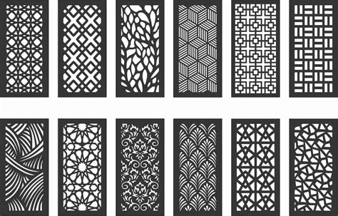 Cnc 12 Geometric Pattern Panel Templates DXF File Laser | Etsy