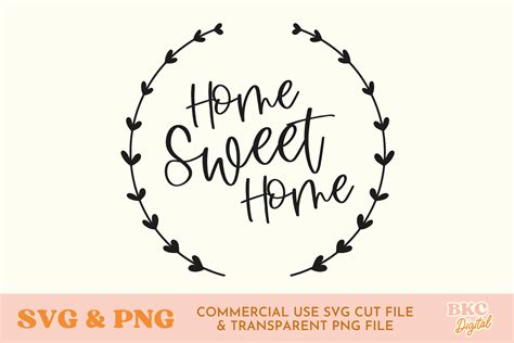 Home Sweet Home Wreath SVG & PNG Graphic by bykirstcodigital · Creative Fabrica