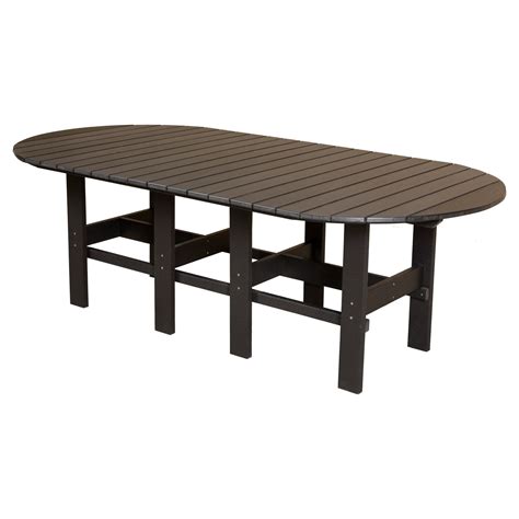 WILDRIDGE Classic Recycled Plastic 84 in. Oval Patio Dining Table ...