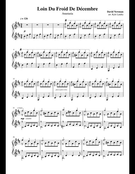 Once upon a December sheet music for Piano download free in PDF or MIDI