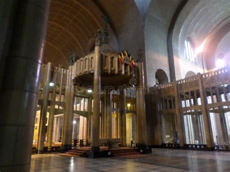 Interior of the National Basilica of the Sacred Heart Church. Stock Image - Image of person ...