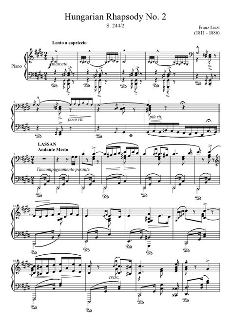 Hungarian Rhapsody No. 2 sheet music for Piano download free in PDF or MIDI