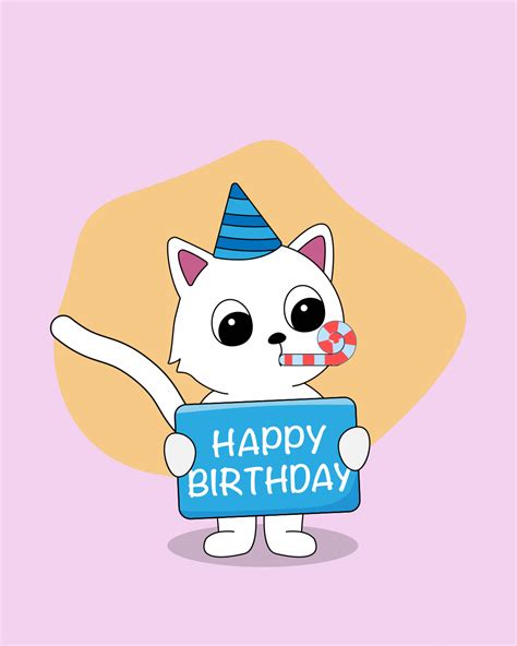 Happy Birthday with Funny White Cat Animated Images and GIFs