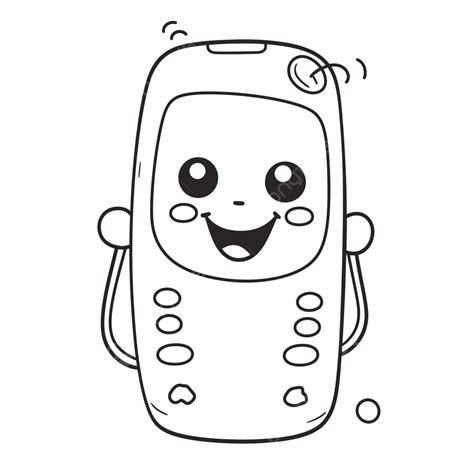 Cute Cellphone Coloring Page Outline Sketch Drawing Vector, Cell Phone ...