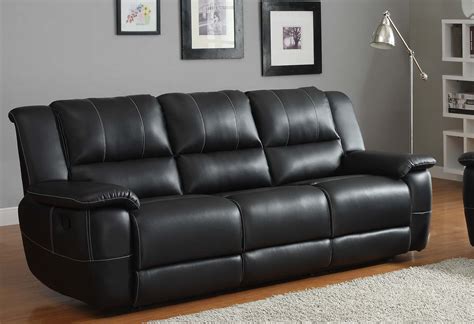 Homelegance Cantrell Sofa Double Recliner - Black - Bonded Leather Match 9778BLK-3 at Homelement.com