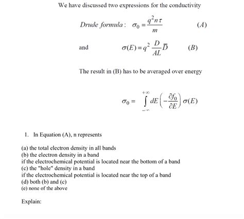 Solved We have discussed two expressions for the | Chegg.com