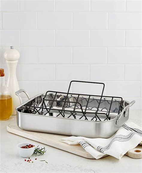 Calphalon Signature Stainless Steel 16" Roaster with Rack & Reviews - Cookware - Kitchen - Macy's