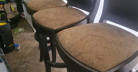 4 Free bar stools. From Havertys. Recovered the seats and my kitten ...