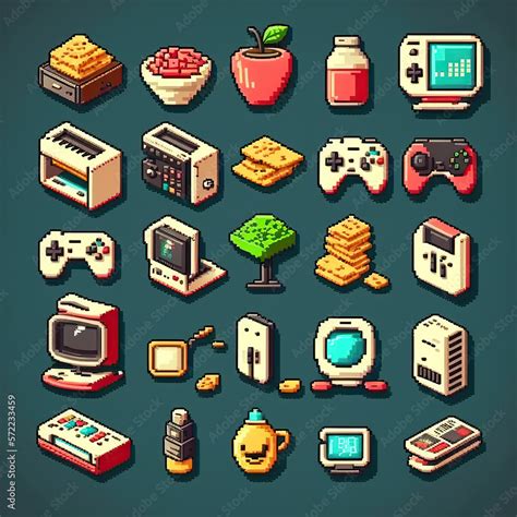 Pixel Art game icon object collection 16 bits, 8 bits Stock Illustration | Adobe Stock