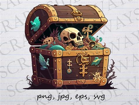 Pirate Treasure Chest Clipart Vector Graphic Svg Png Jpg Eps Coins ...