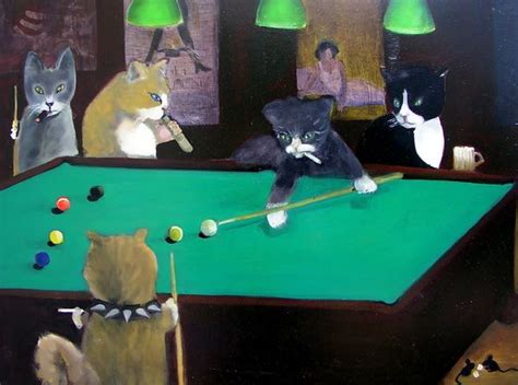 Cats Playing Pool by Gail Eisenfeld | Cat art, Cat playing, Cat wall art