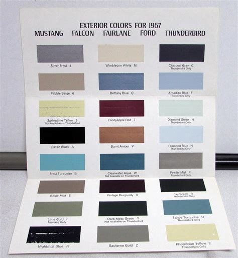 1967 Ford Paint Chips Dealer Brochure Colors Mustang Falcon Fairlane ...