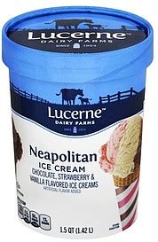 Lucerne Ice Cream Neapolitan 1.5 qt Nutrition Information | ShopWell