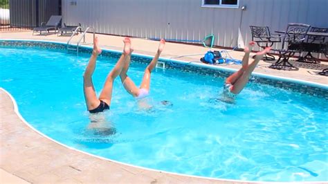 CHEER AND GYMNASTICS AT THE POOL! - YouTube