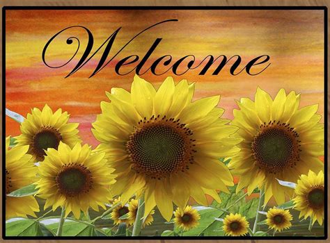 Sunflowers Welcome Floor Mat | Beautiful flowers pictures, Sunflower, Sunflower decor