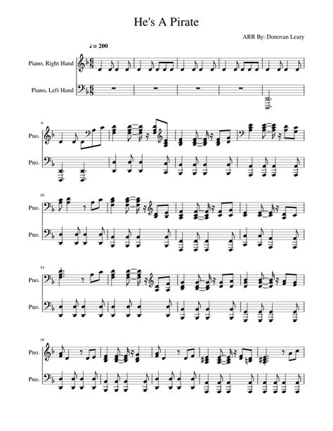 Pirates of the Caribbean - He's a Pirate piano version Sheet music for ...