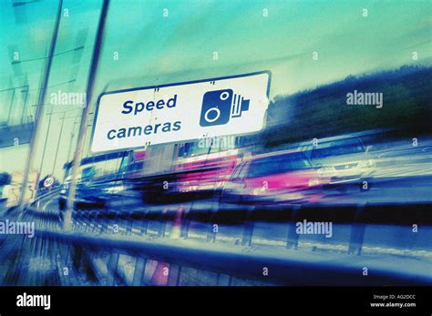 UK Motorway speed cameras sign Stock Photo - Alamy